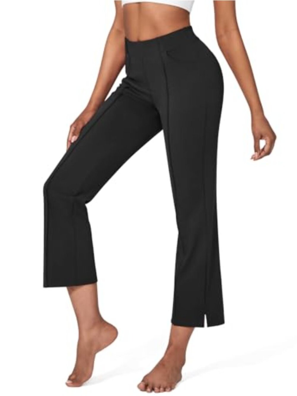 Bootcut Yoga Dress Pants High Waist with Pockets Wide Leg Ankle Length